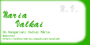 maria valkai business card
